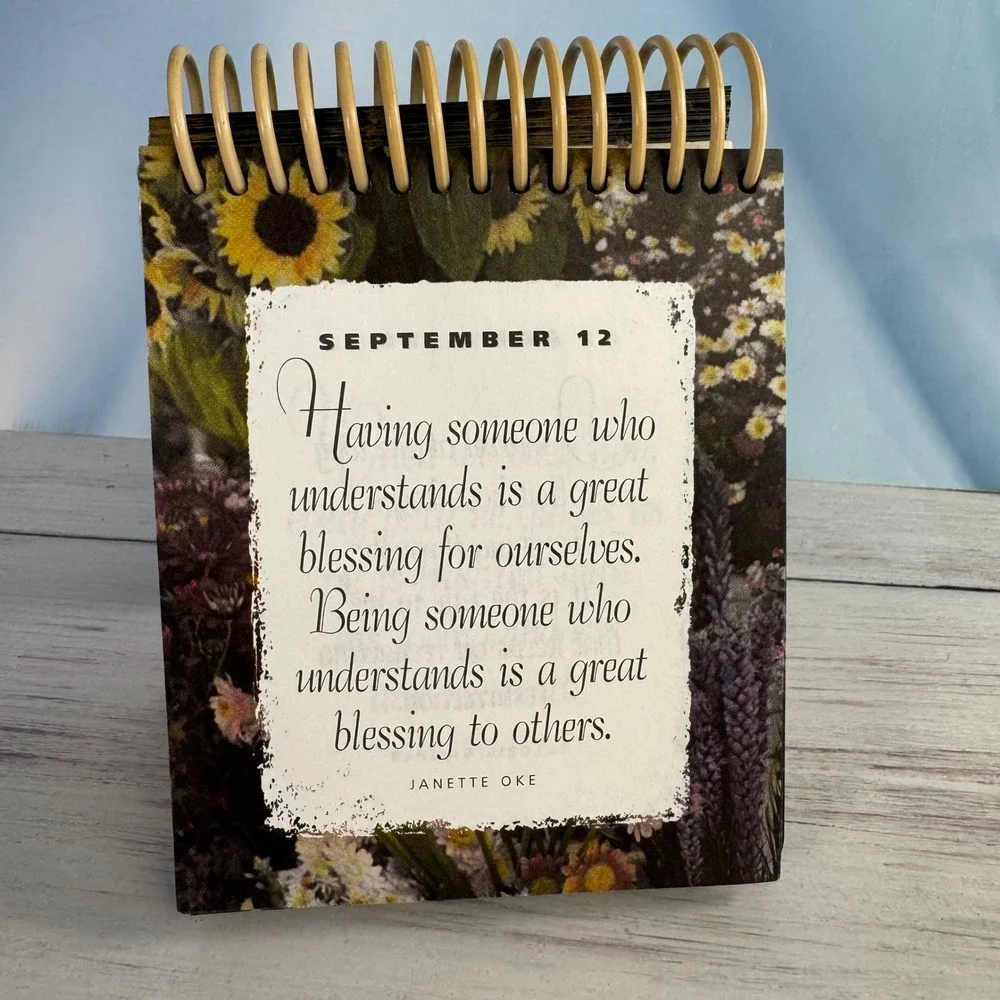Garborg Perpetual Calendar Thoughts of You Floral Vintage Desk Decor